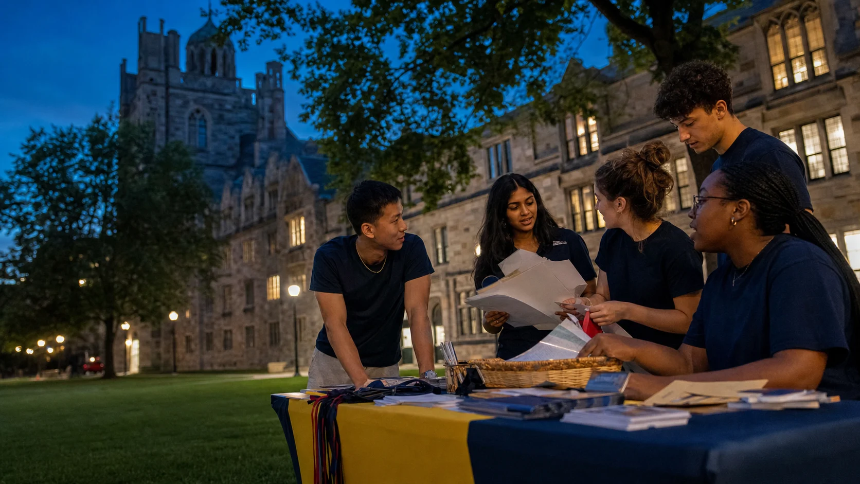 University of Michigan students preparing materials for a cancer screening advocacy event